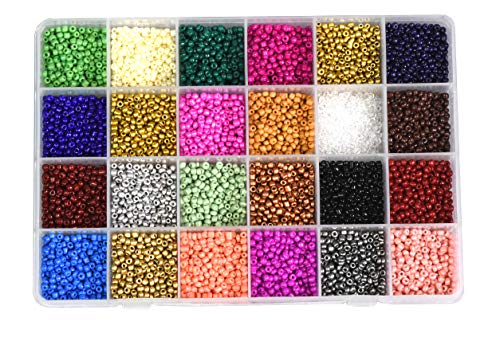 Mandala Crafts Glass Seed Beads for Jewelry Making Mini Glass Beads for Bracelets Waist Beads - Small Pony Beads Kit Bulk Beading Supplies for Crafts