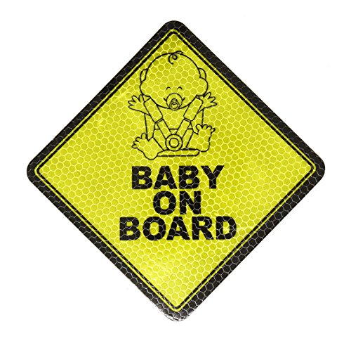 Single Car Auto Baby On Board Reflective UV Protection Safety Yellow Sign