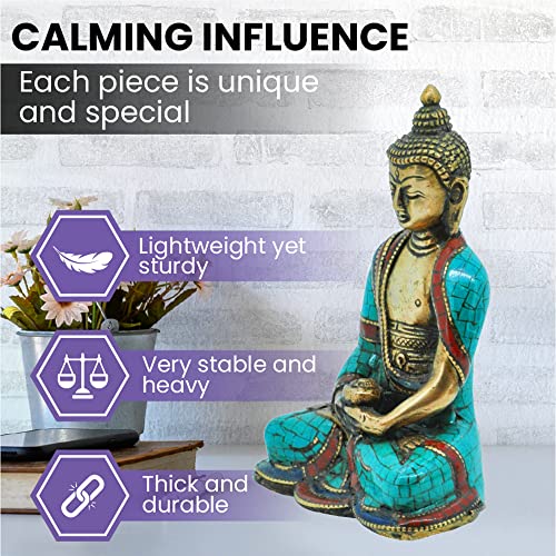 Mudra Crafts Gautama Buddha Statue for Home Decor - Shakyamuni Statue for Altar Buddhist Decor - Brass Tibetan Small Buddha Statue for Meditation Decor