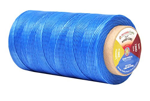Flat Waxed Thread for Leather Sewing - Leather Thread Wax String Polyester Cord for Leather Craft Stitching Bookbinding by Mandala Crafts