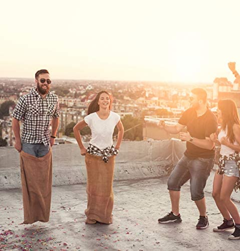 Potato Sack Race Bags for Kids and Adults, 6 Pack Gunny Sacks for Races, Party Games, Birthdays; 24 X 40 Large; by Mandala Crafts