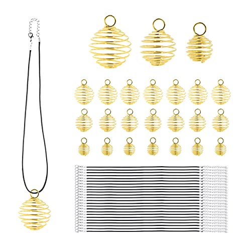 Gold Cage Necklace Pendant with Necklace Cord