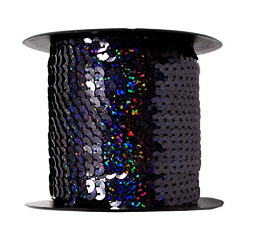Holographic Black Sequin Fringe Trim