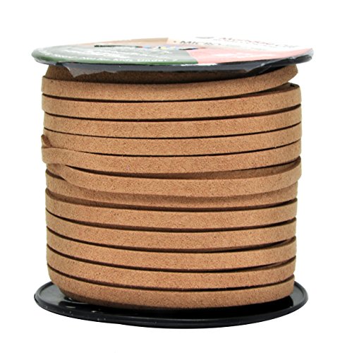 Mandala Crafts Faux Suede Cord - Flat Vegan Leather Cord for Jewelry Making Beading - Micro Fiber Leather String Cord Leather Lace for Leather Lacing Necklace Bracelet 5MM 50 Yards