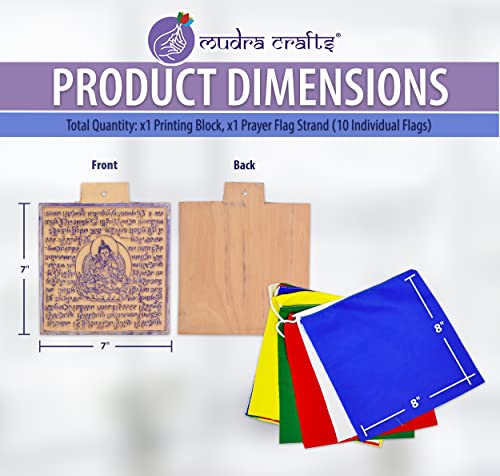 Mudra Crafts Vajrayana Tibetan Prayer Flags Make Your Own Printing Block Nepalese Prayer Flags DIY Kit with Blank Prayer Flags