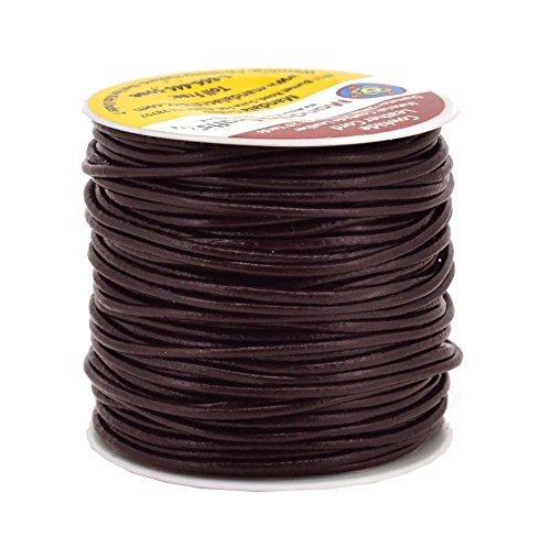 Mandala Crafts Round Cowhide Genuine Leather String Cord, Natural Rawhide Rope for Jewelry Making, Kumihimo Braiding, Shoelaces