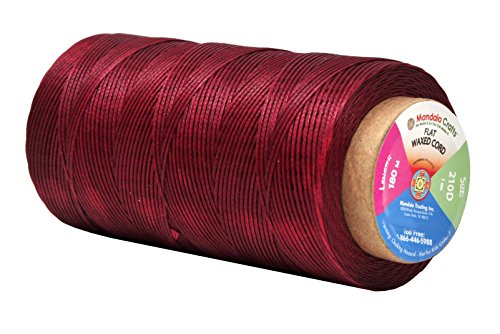 Flat Waxed Thread for Leather Sewing - Leather Thread Wax String Polyester Cord for Leather Craft Stitching Bookbinding by Mandala Crafts