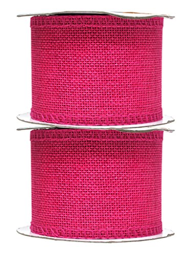 Burlap Ribbon 3 Inch 2 Rolls 20 Yards Unwired Rustic Jute Ribbon for Crafts, Mason Jars, Weddings, Party Decoration; by Mandala Crafts