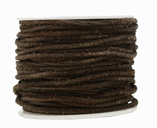 Mandala Crafts Round Suede Cord for Jewelry Making, Genuine Cowhide Leather Rope for Beading, Braiding, DIY Crafting