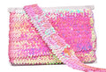 Mandala Crafts Elastic Sequin, Flat Glitter Stretch Bling Paillette Fabric Ribbon, Metallic Appliqué Trim Lace for Dress Embellish, Headband