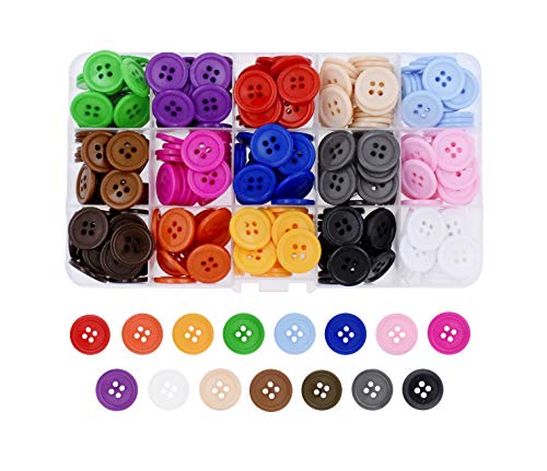 Assorted Plastic Sewing Buttons for Sewing Crafts Clothes Coats by Mandala Crafts Bulk Wholesale Pack Multi Color 300 Pcs 18mm 0.7 inch