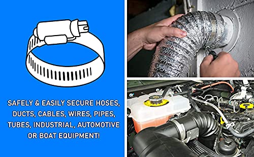 Stainless Steel Hose Clamps Adjustable Worm Gear Assortment - Pipe Clamps for Dryer Vent Radiator