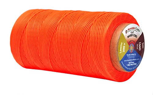 Flat Waxed Thread for Leather Sewing - Leather Thread Wax String Polyester Cord for Leather Craft Stitching Bookbinding by Mandala Crafts