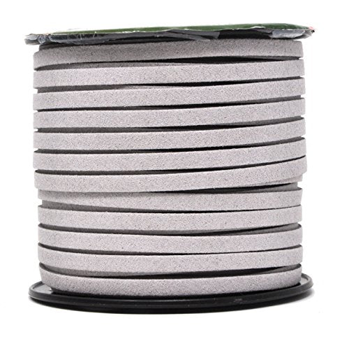 Mandala Crafts Faux Suede Cord - Flat Vegan Leather Cord for Jewelry Making Beading - Micro Fiber Leather String Cord Leather Lace for Leather Lacing Necklace Bracelet 5MM 50 Yards