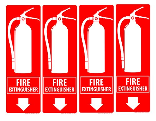 Large Fire Extinguisher Sign Sticker Adhesive Fire Extinguisher Sticker4 Mil Vinyl 4 x 12 in Halon Fire Extinguisher Decal for Indoor Outdoor Marine Truck Pack of 4