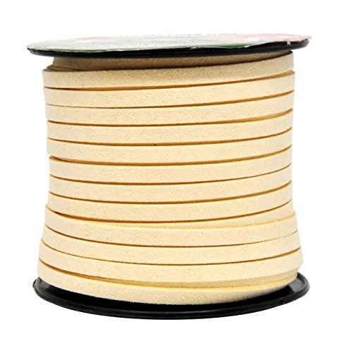 Mandala Crafts Faux Suede Cord - Flat Vegan Leather Cord for Jewelry Making Beading - Micro Fiber Leather String Cord Leather Lace for Leather Lacing Necklace Bracelet 5MM 50 Yards