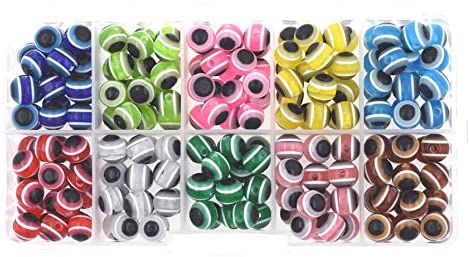 Evil Eye Beads, Multi-Colored in a Plastic Case