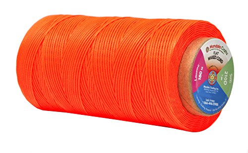 Flat Waxed Thread for Leather Sewing - Leather Thread Wax String Polyester Cord for Leather Craft Stitching Bookbinding by Mandala Crafts