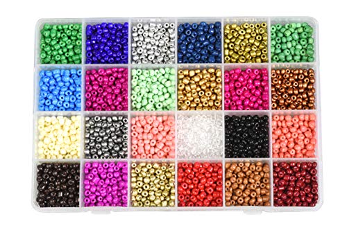 Mandala Crafts Glass Seed Beads for Jewelry Making Mini Glass Beads for Bracelets Waist Beads - Small Pony Beads Kit Bulk Beading Supplies for Crafts