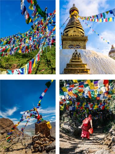 Mudra Crafts Vajrayana Tibetan Prayer Flags Make Your Own Printing Block Nepalese Prayer Flags DIY Kit with Blank Prayer Flags