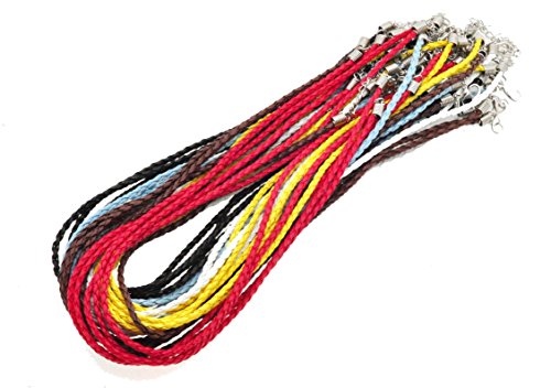 Mandala Crafts Braided Leather Necklace Cord with Clasp Bulk 60 PCs - Necklace String for Jewelry Making Supplies 18 in Leather String Cord Necklace Cords for Pendants Bracelet