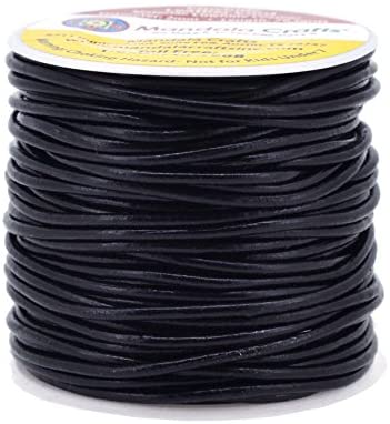 Mandala Crafts Round Cowhide Genuine Leather String Cord, Natural Rawhide Rope for Jewelry Making