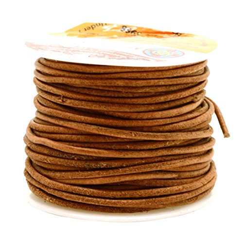 Mandala Crafts Round Cowhide Genuine Leather String Cord, Natural Rawhide Rope for Jewelry Making, Kumihimo Braiding, Shoelaces