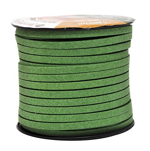 Mandala Crafts Faux Suede Cord - Flat Vegan Leather Cord for Jewelry Making Beading - Micro Fiber Leather String Cord Leather Lace for Leather Lacing Necklace Bracelet 5MM 50 Yards