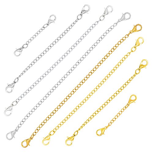 Silver and Gold Bracelet Extender Chain with Double Lobster Clasps