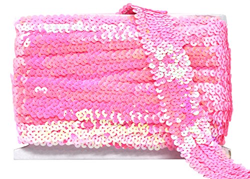 Mandala Crafts Elastic Sequin, Flat Glitter Stretch Bling Paillette Fabric Ribbon, Metallic Appliqué Trim Lace for Dress Embellish, Headband