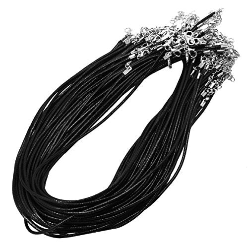 Wax Cord Necklaces with Clasp, Bulk Necklace Rope String for Jewelry Making; 100 PCs; by Mandala Crafts