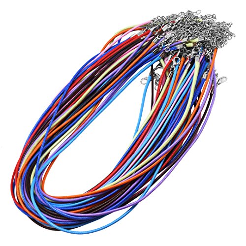 Wax Cord Necklaces with Clasp, Bulk Necklace Rope String for Jewelry Making; 100 PCs; by Mandala Crafts