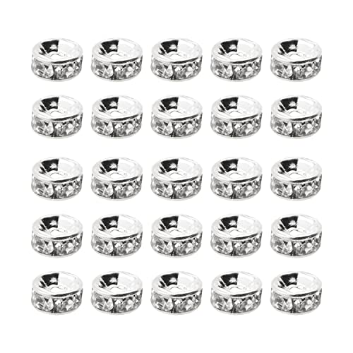 Mandala Crafts Rondelle Spacer Beads for Jewelry Making Faceted Rhinestone Beads Crystal Rondelle Beads for Jewelry Making Bracelet Necklace