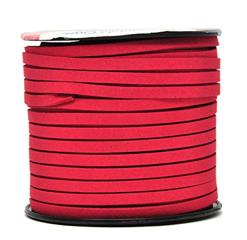 Mandala Crafts Faux Suede Cord - Flat Vegan Leather Cord for Jewelry Making Beading - Micro Fiber Leather String Cord Leather Lace for Leather Lacing Necklace Bracelet 5MM 50 Yards