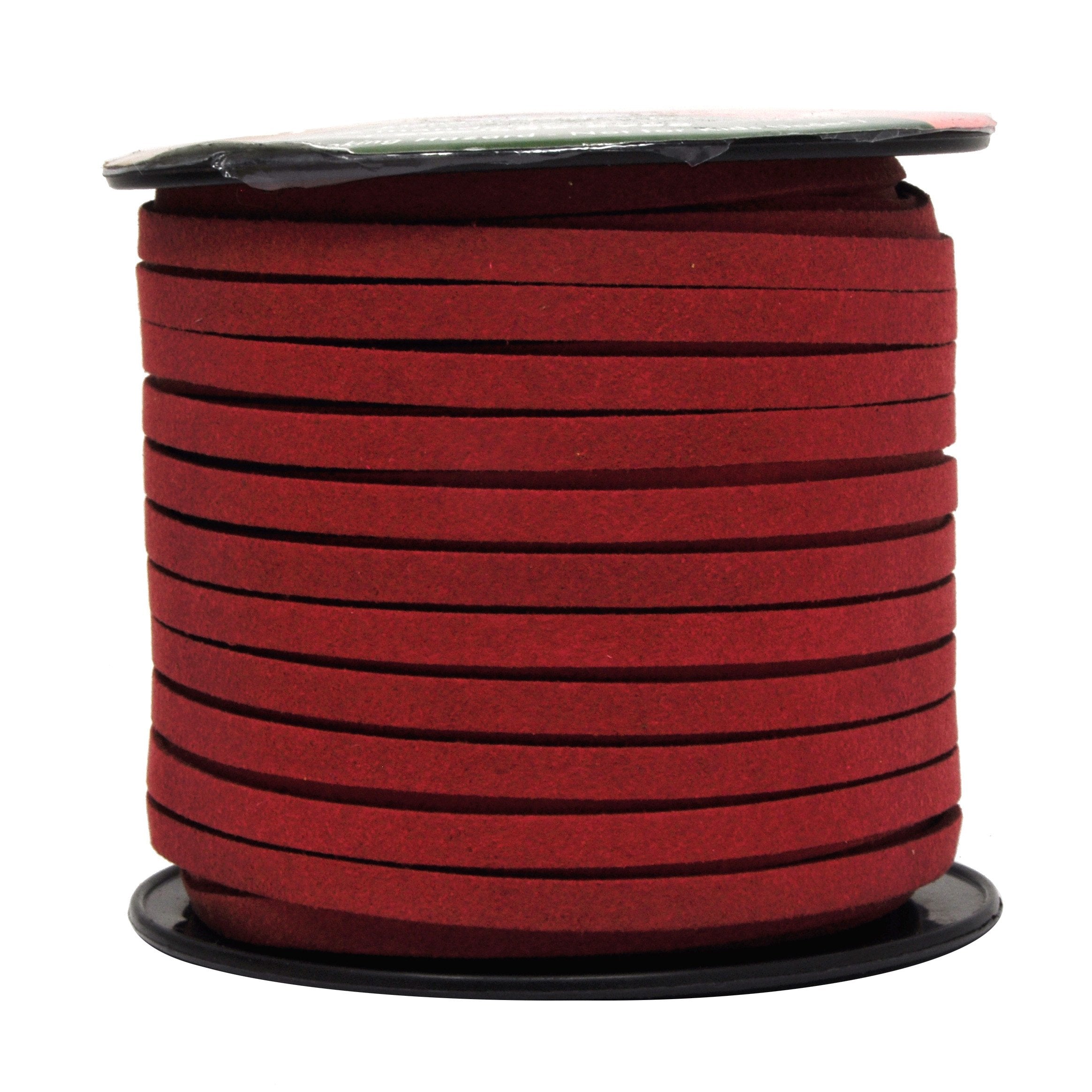 Mandala Crafts Faux Suede Cord - Flat Vegan Leather Cord for Jewelry Making Beading - Micro Fiber Leather String Cord Leather Lace for Leather Lacing Necklace Bracelet 5MM 50 Yards