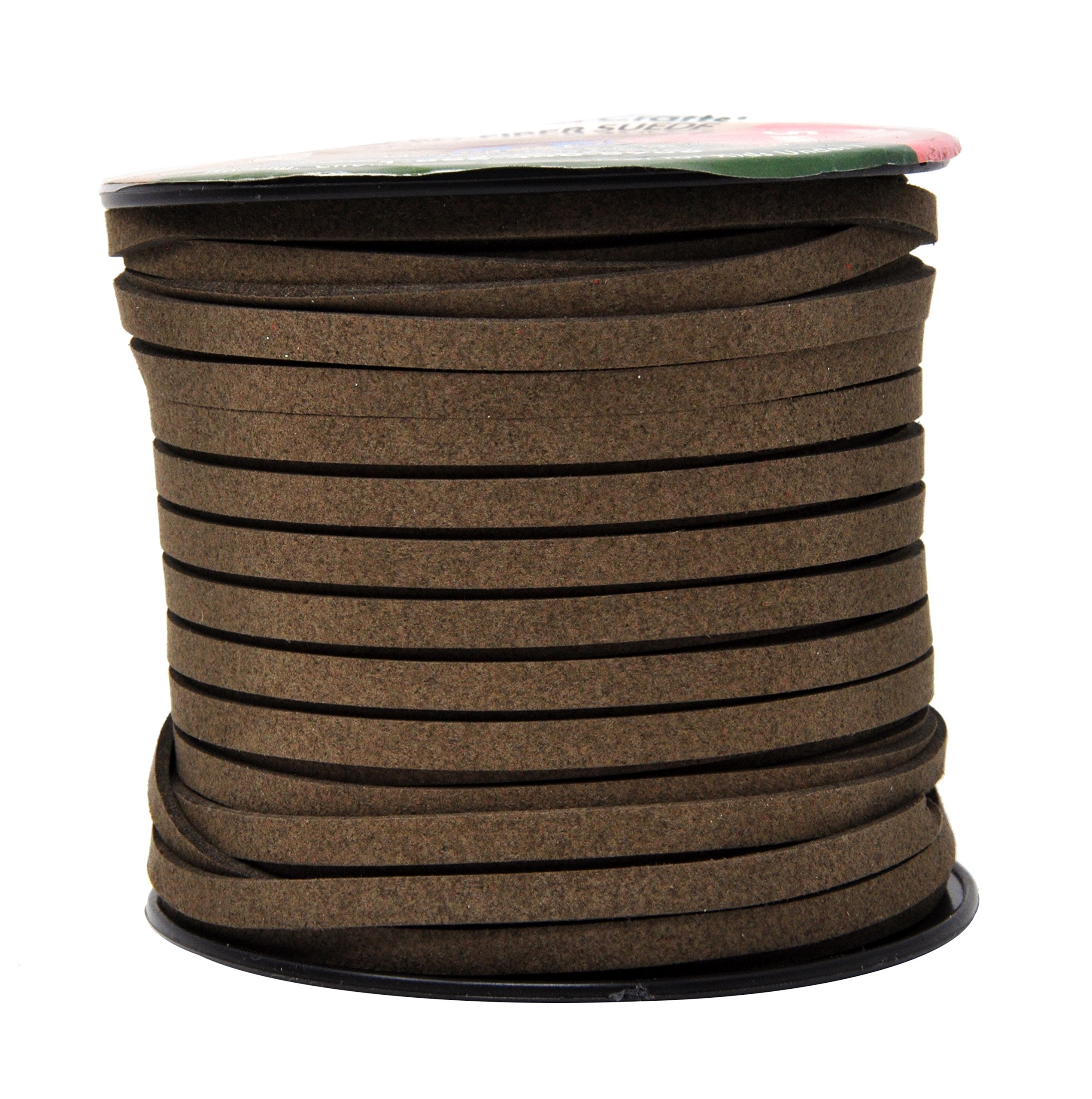 Mandala Crafts Faux Suede Cord - Flat Vegan Leather Cord for Jewelry Making Beading - Micro Fiber Leather String Cord Leather Lace for Leather Lacing Necklace Bracelet 5MM 50 Yards