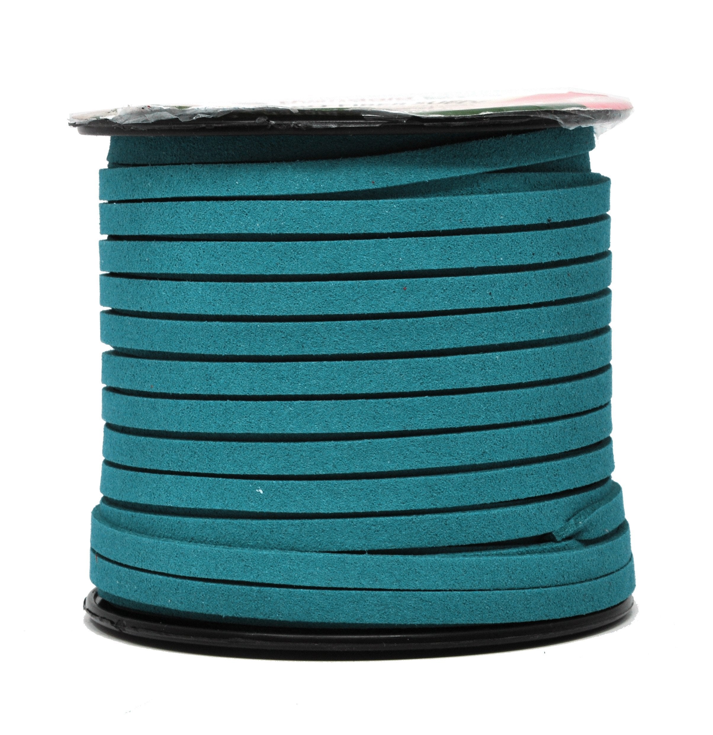 Mandala Crafts Faux Suede Cord - Flat Vegan Leather Cord for Jewelry Making Beading - Micro Fiber Leather String Cord Leather Lace for Leather Lacing Necklace Bracelet 5MM 50 Yards