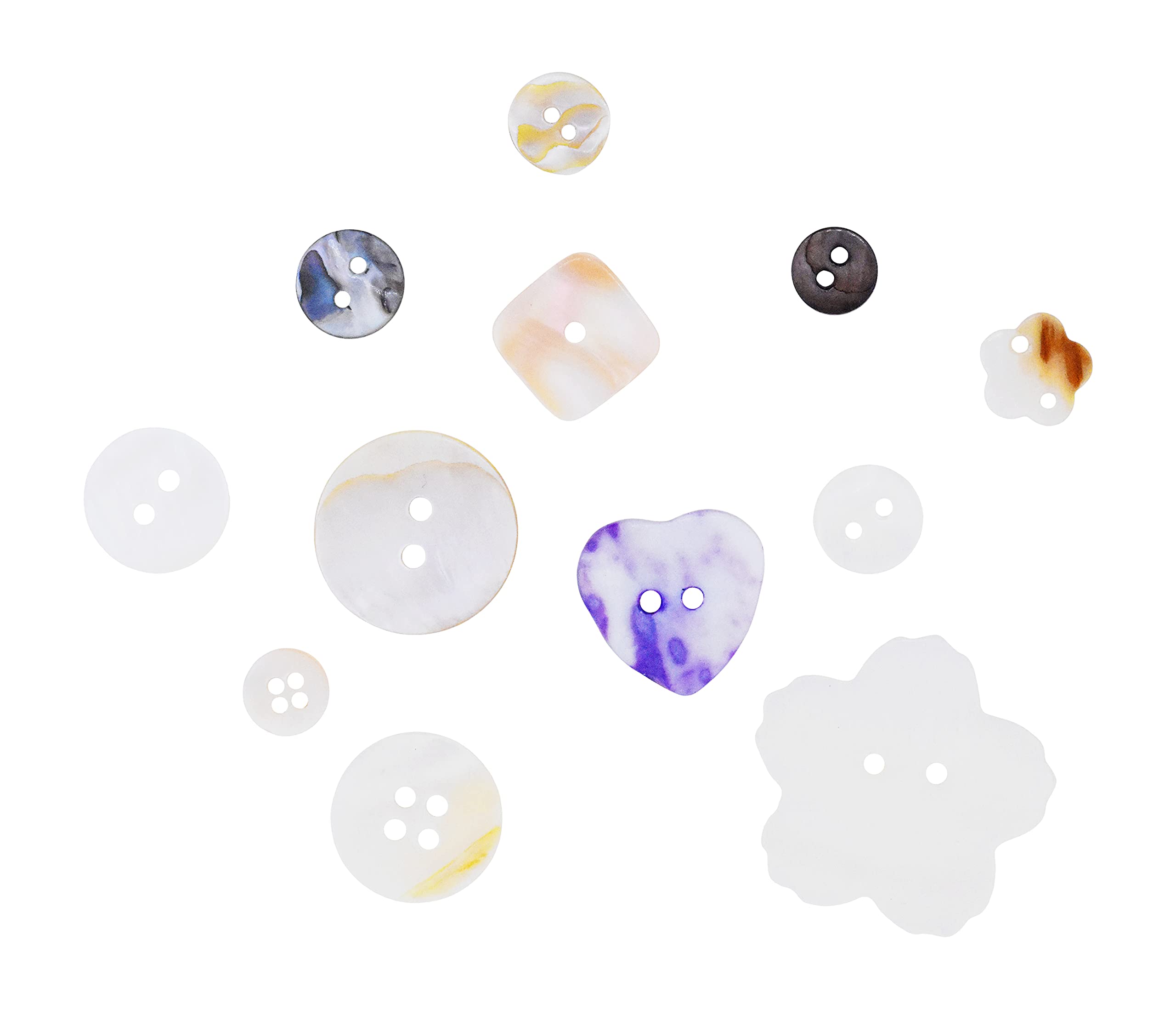 Natural Shell Buttons for Crafts Bulk Mother of Pearl Buttons for Sewing Mixed Seashell Buttons 0.66 LB 300 Grams 650 PCs