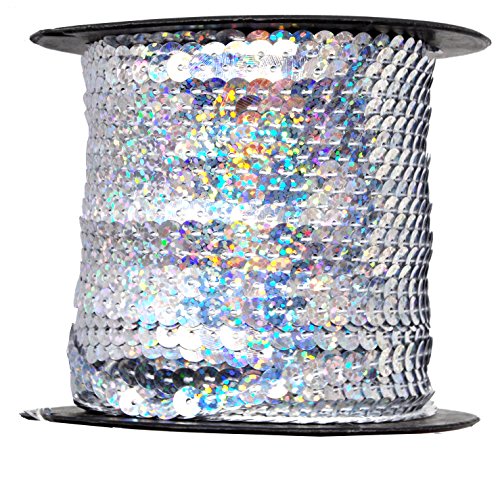 Mandala Crafts Flat Sequin Strip Trim on Strings for Crafts, Fringe, and Sewing; 100 Yard Roll