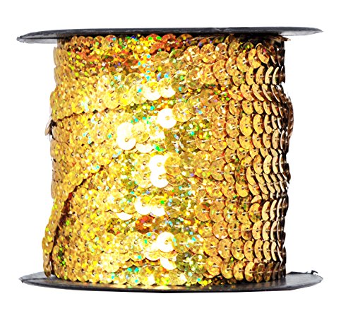 Mandala Crafts Flat Sequin Strip Trim on Strings for Crafts, Fringe, and Sewing; 100 Yard Roll