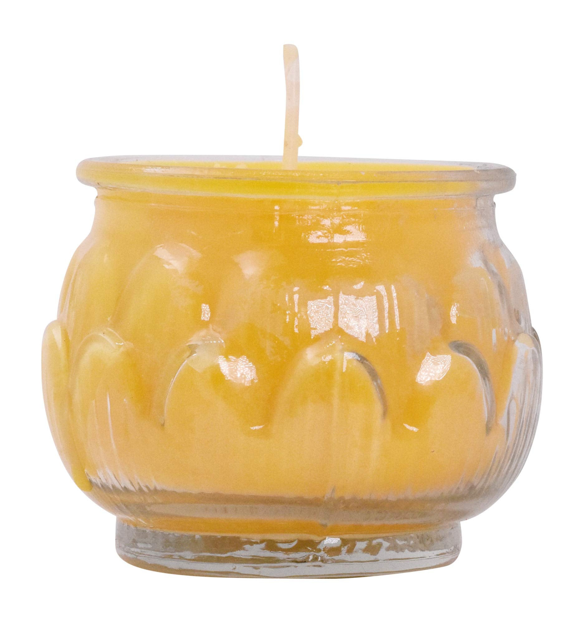 Tibetan Tealight Vanaspati Ghee Butter Lamp Candle Set for Meditation, Ceremonies, Rituals, Altars, Diwali (Lotus Glass Jar)