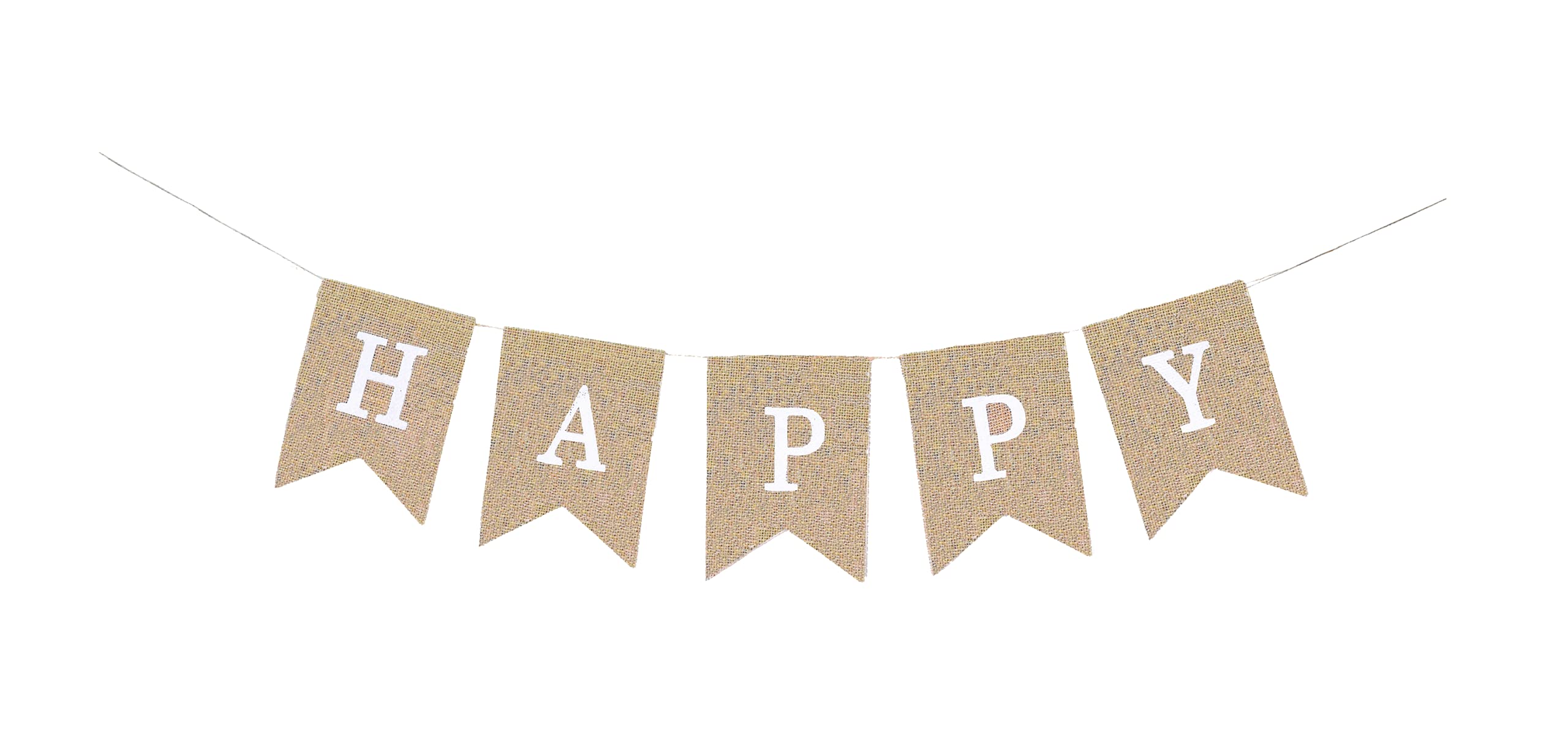 Happy Birthday Burlap Banner Garland Bunting Pendant Flag for Rustic Birthday Decorations -Boho Burlap Birthday Banner for Adults