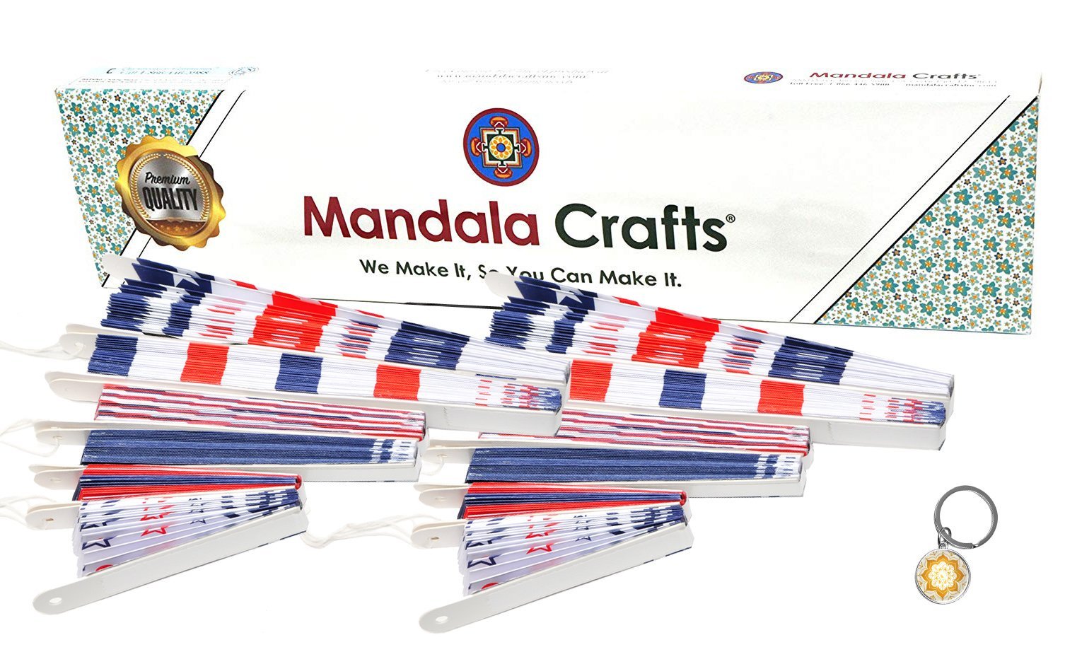 Patriotic Red White and Blue Decoration American Flag Paper Fan Set for 4th of July, Independence Day, USA Holiday, Election, Political Party