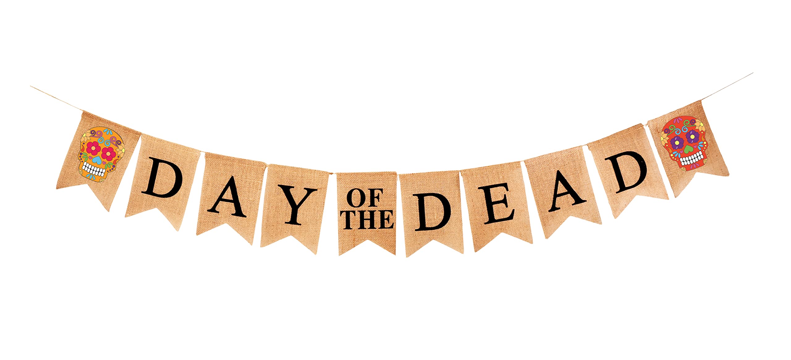 Mandala Crafts Burlap Day of the Dead Banner for Day of the Dead Decorations - Dia De Los Muertos Sugar Skull Decor Garland for Mexican Fiesta Halloween Party Mantle Fireplace