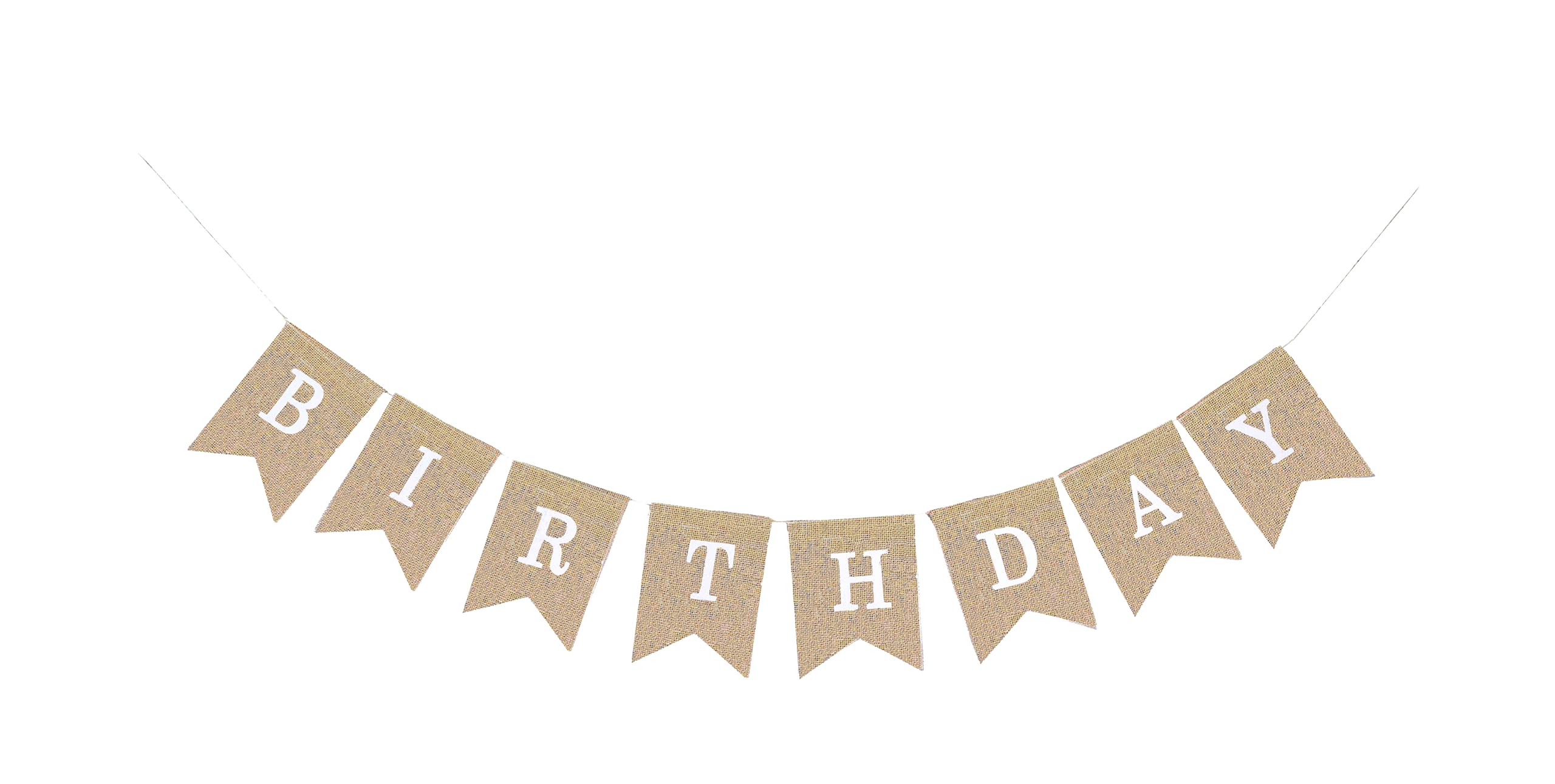 Happy Birthday Burlap Banner Garland Bunting Pendant Flag for Rustic Birthday Decorations -Boho Burlap Birthday Banner for Adults