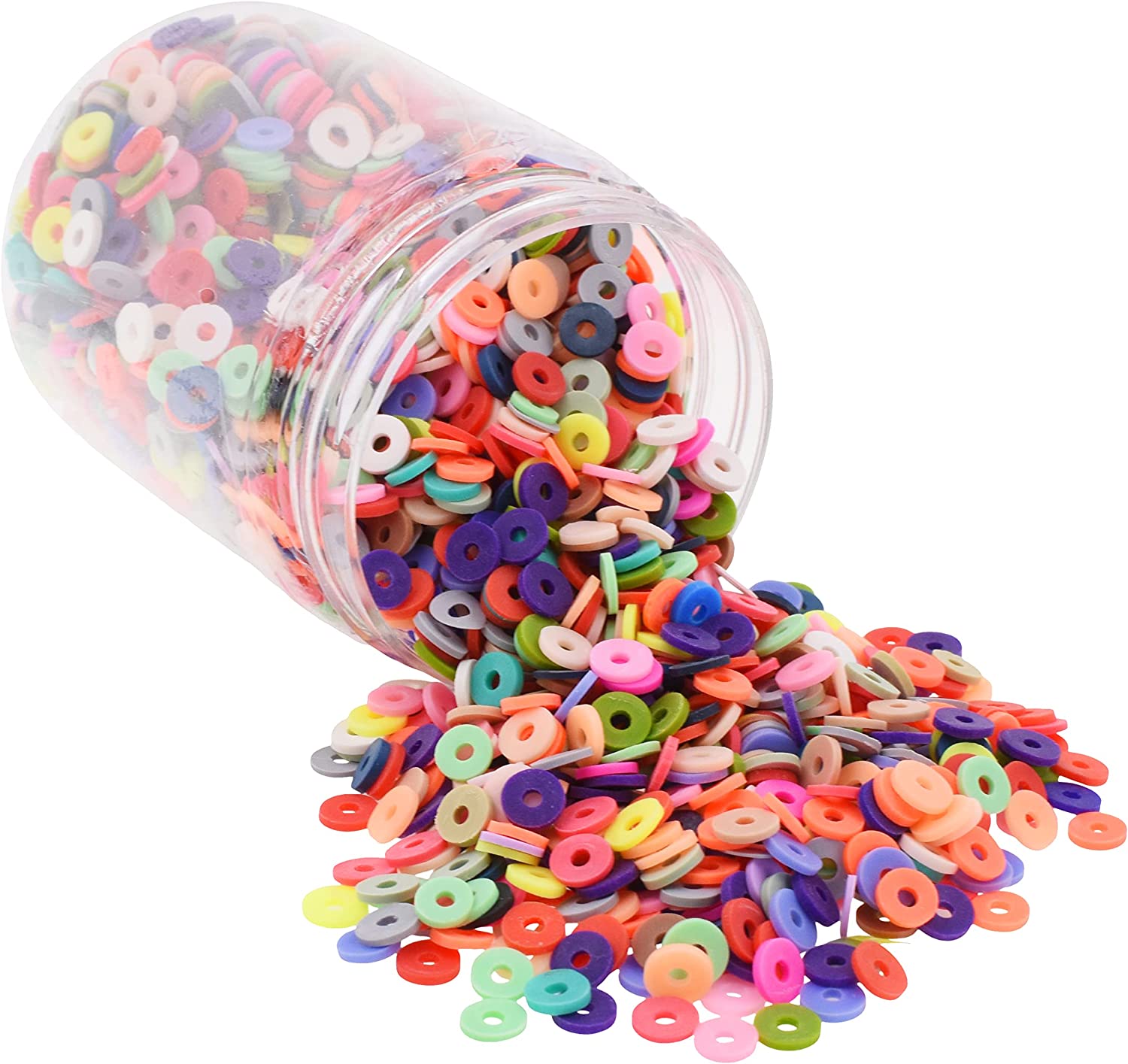 Flat Round Polymer Clay Beads for Jewelry Making Clay Heishi Beads Flat Beads - Disc Beads for Spacer Necklace Bracelet Earrings 4mm 6mm 8mm