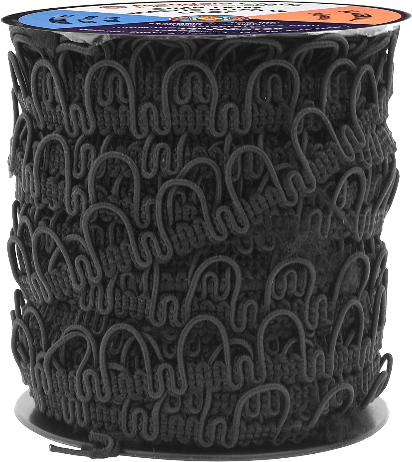 Mandala Crafts Braid Trim with Elastic Button Loops - Button Elastic Loop for Sewing - Button Loop Tape Button Trim Lace for Bridal Wedding Dress Costume