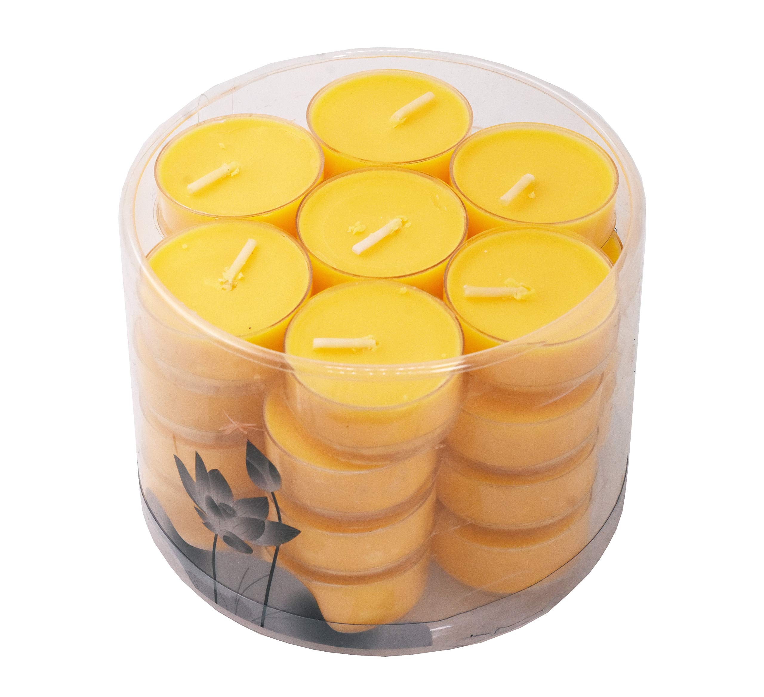 Tibetan Tealight Vanaspati Ghee Butter Lamp Candle Set for Meditation, Ceremonies, Rituals, Altars, Diwali (Clear Container)