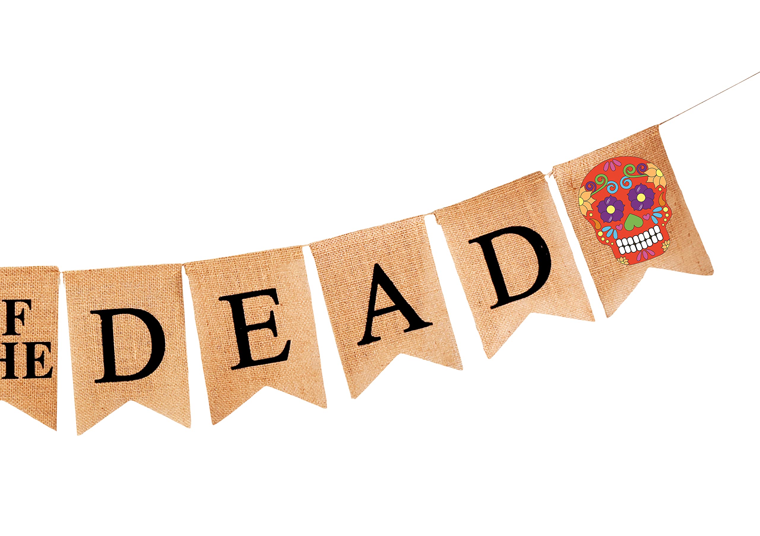 Mandala Crafts Burlap Day of the Dead Banner for Day of the Dead Decorations - Dia De Los Muertos Sugar Skull Decor Garland for Mexican Fiesta Halloween Party Mantle Fireplace