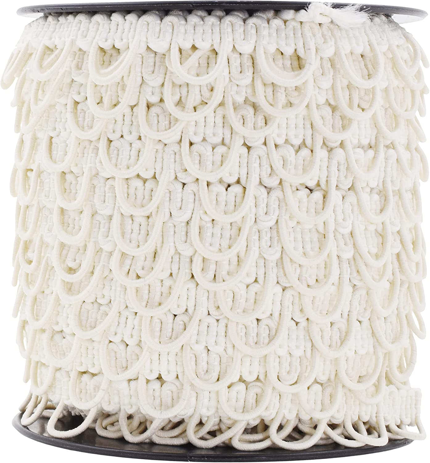 Mandala Crafts Braid Trim with Elastic Button Loops - Button Elastic Loop for Sewing - Button Loop Tape Button Trim Lace for Bridal Wedding Dress Costume